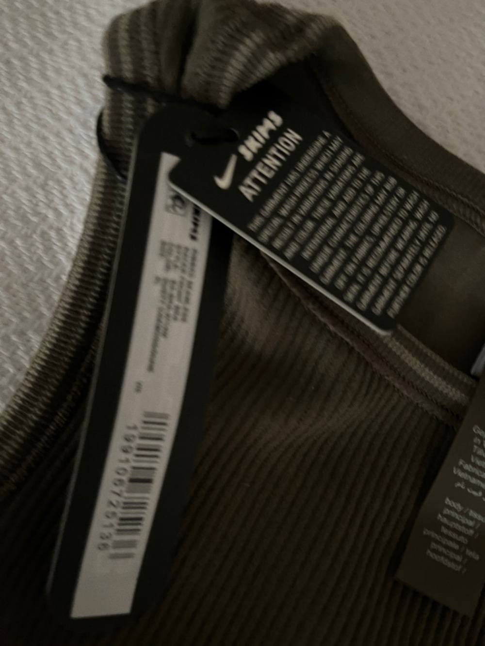 SKIMS / NIKE TAUPE Ribbed High Neck SPORTS BRA - Picture 2 of 4
